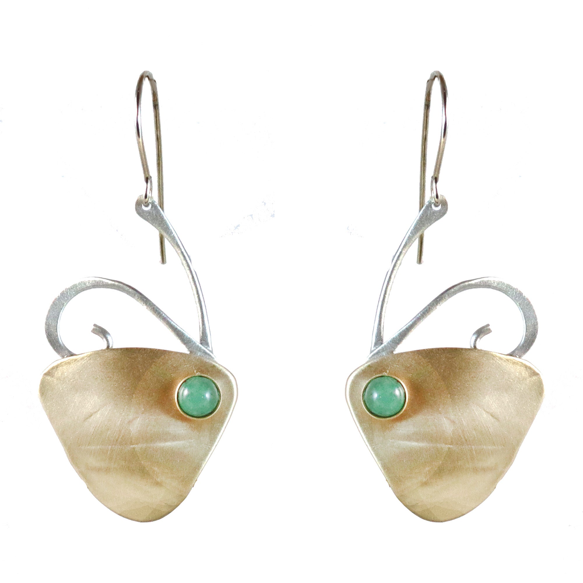 Art Nouveau  Brass and Sterling Silver and Aventurine