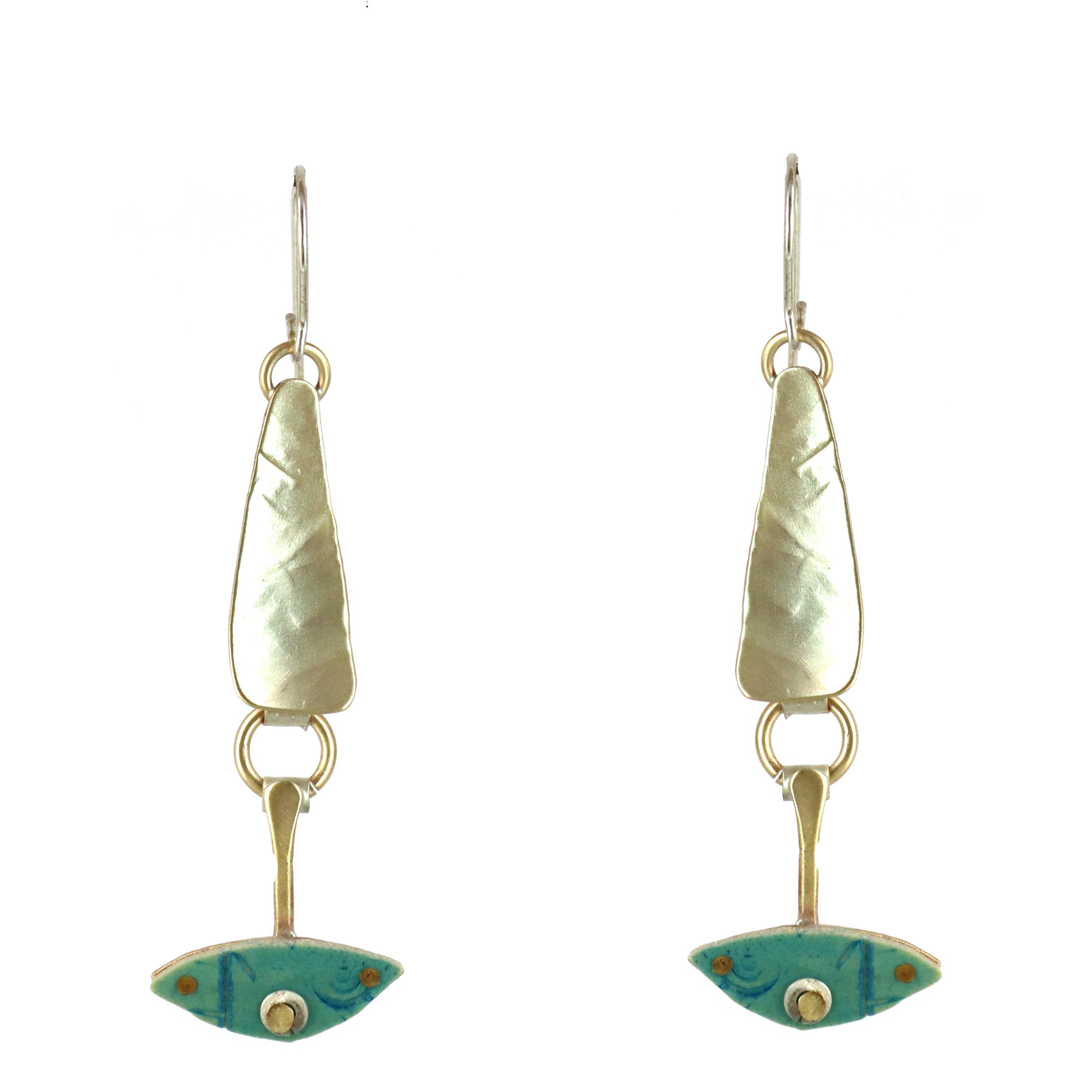 Kinetic  Brass and Sterling Silver with Polymer Clay Earrings