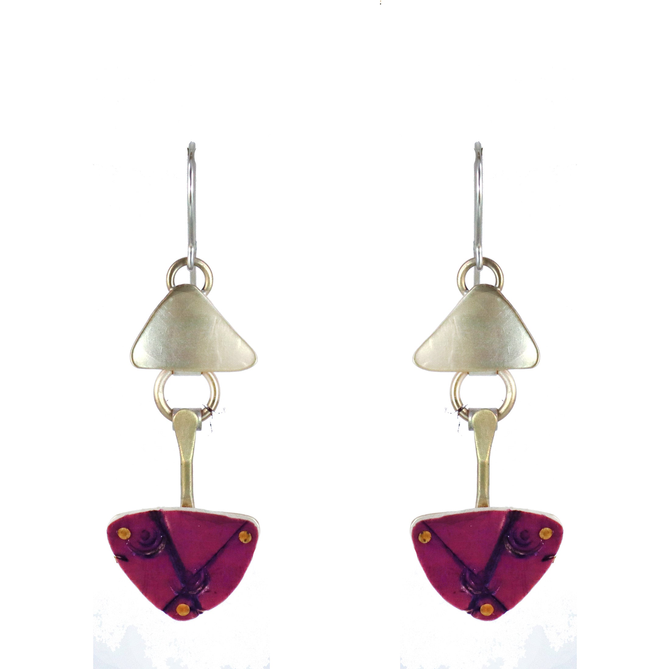 Kinetic  Brass and Sterling Silver with Polymer Clay Earrings