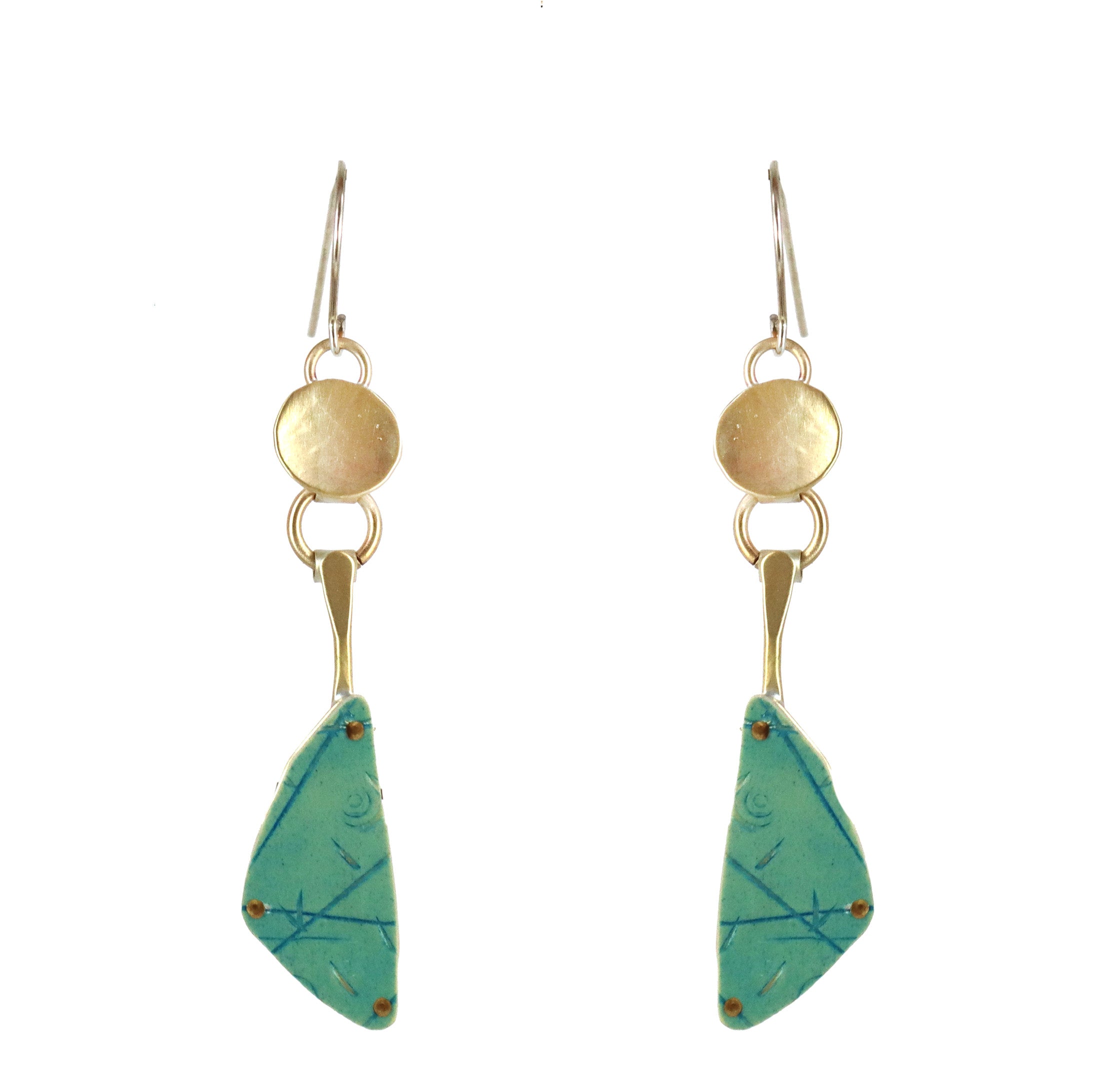 Kinetic  Brass and Sterling Silver with Polymer Clay Earrings