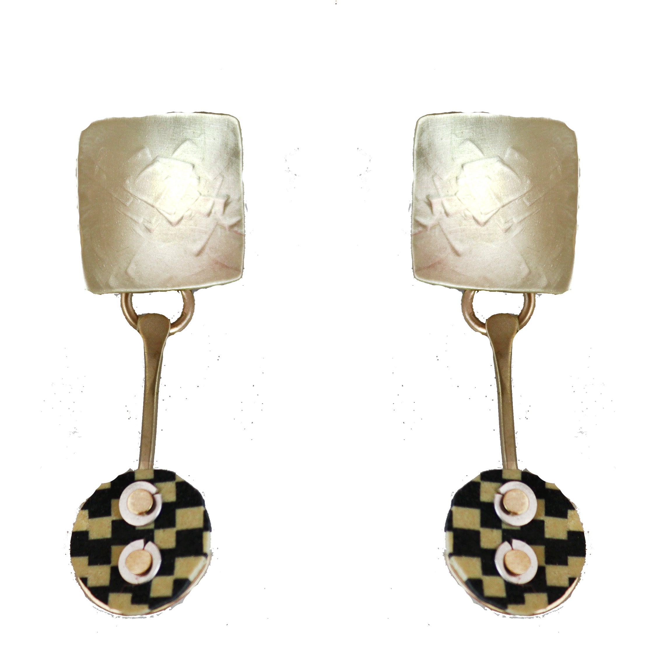 Kinetic  Brass and Sterling Silver with Polymer Clay Earrings
