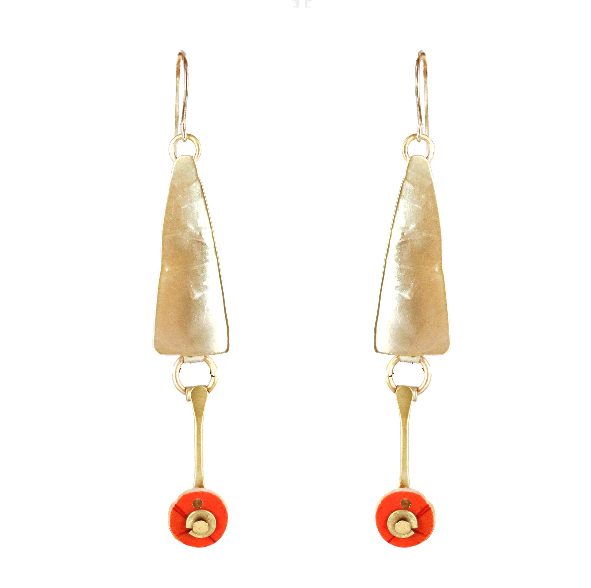 Kinetic  Brass and Sterling Silver with Polymer Clay Earrings