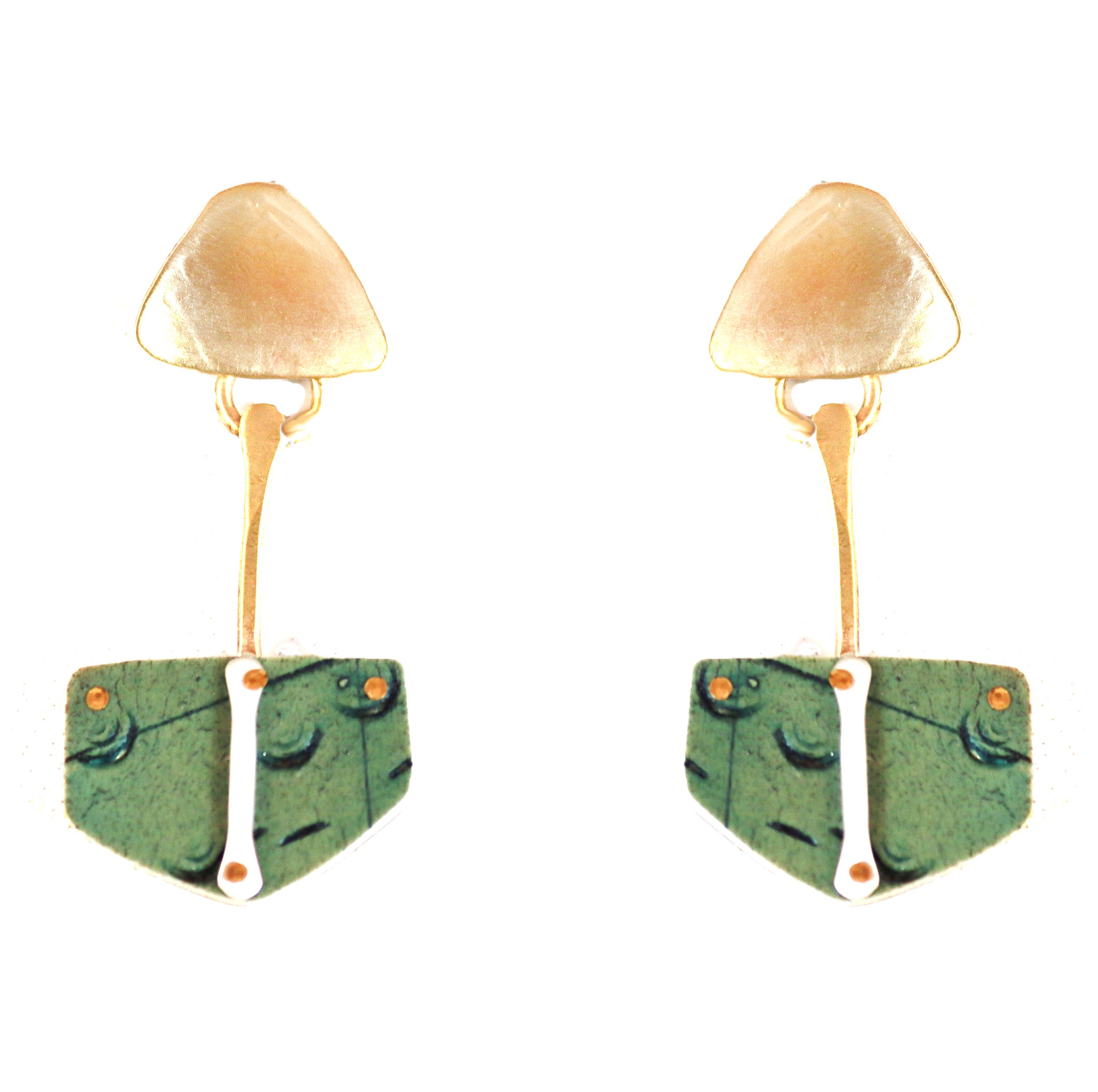 Kinetic  Brass and Sterling Silver with Polymer Clay Earrings