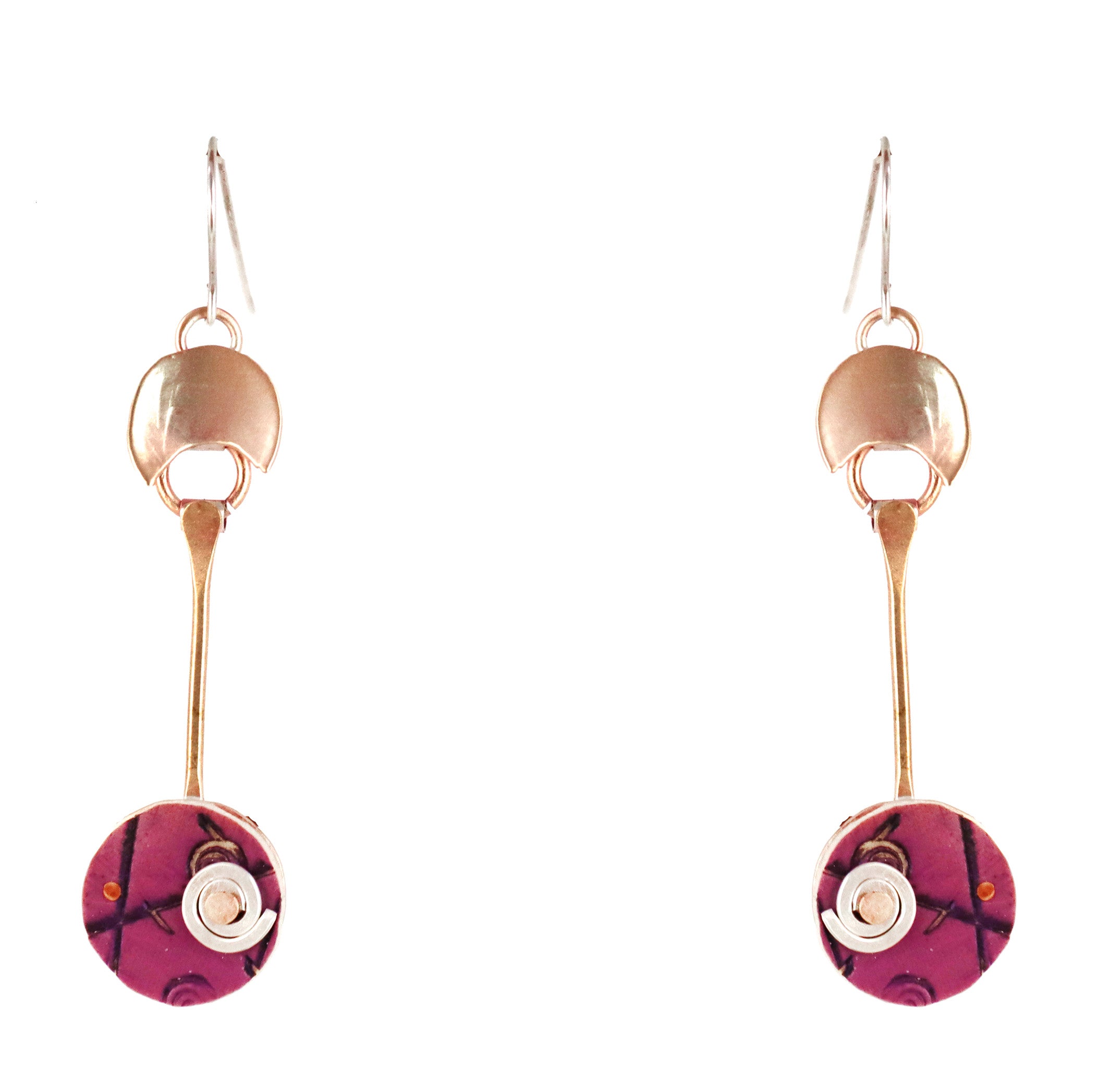 Kinetic  Brass and Sterling Silver with Polymer Clay Earrings