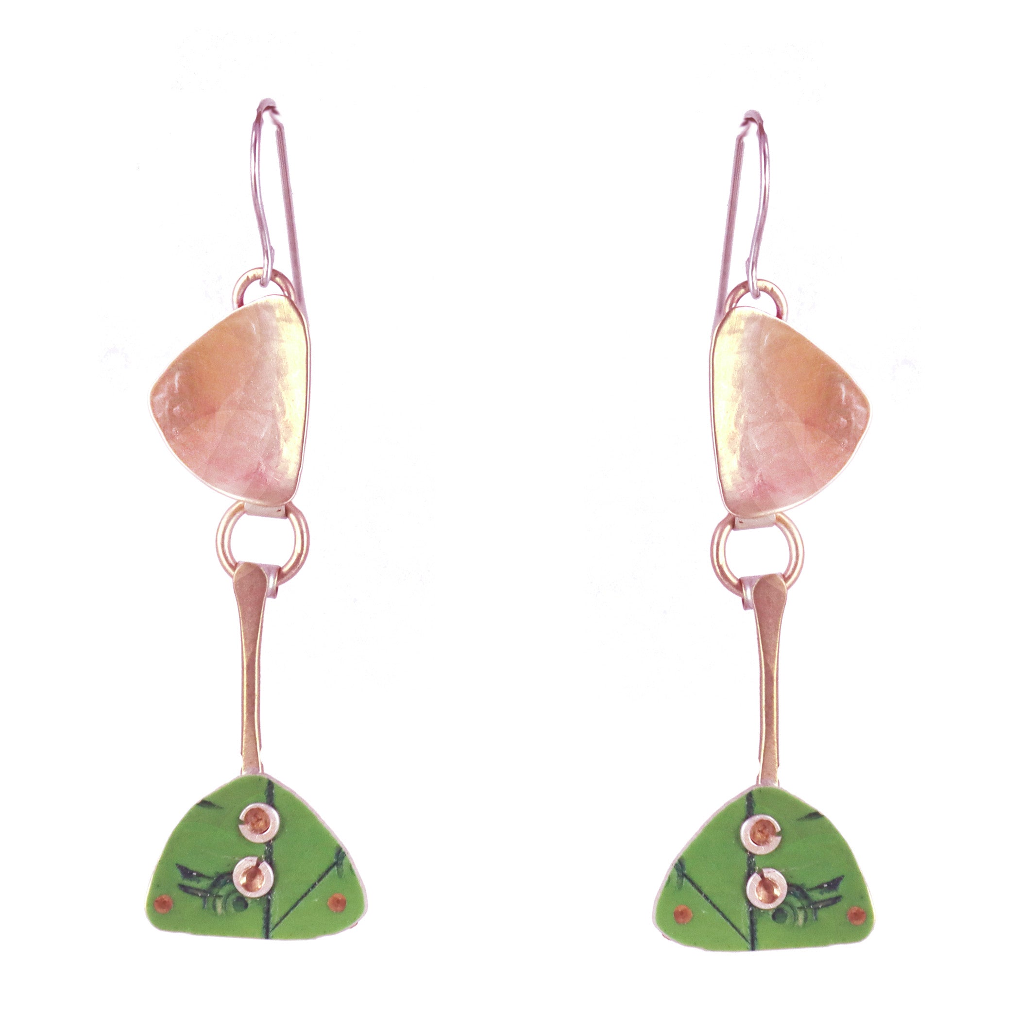 Kinetic  Brass and Sterling Silver with Polymer Clay Earrings
