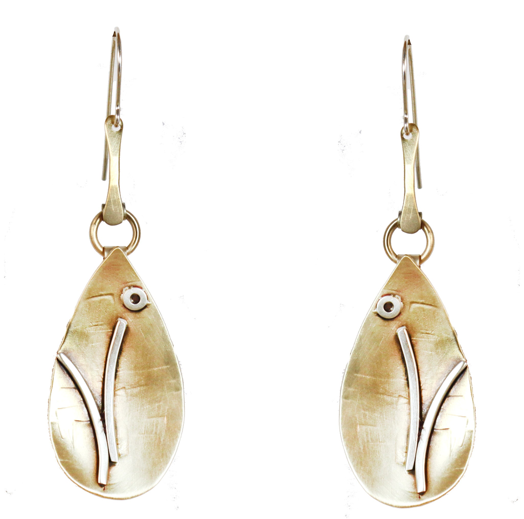 Kinetic  Abstract Landscape Brass and Sterling Silver Earrings