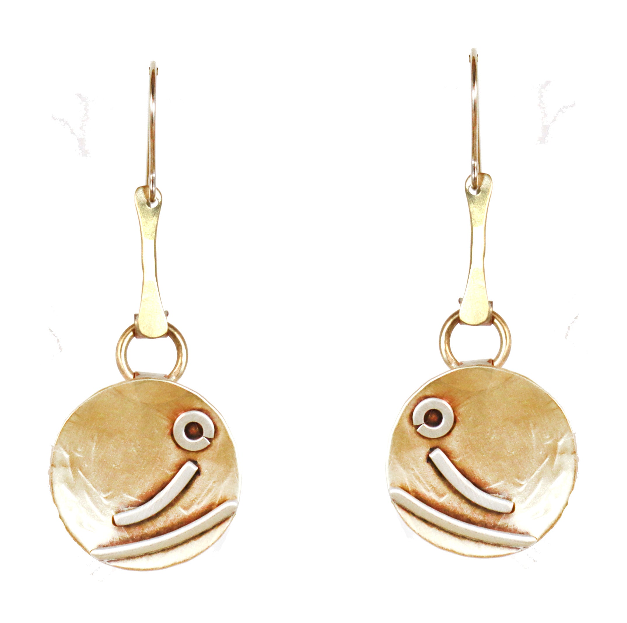 Minimalist   Abstract Landscape Brass and Sterling Silver Earrings