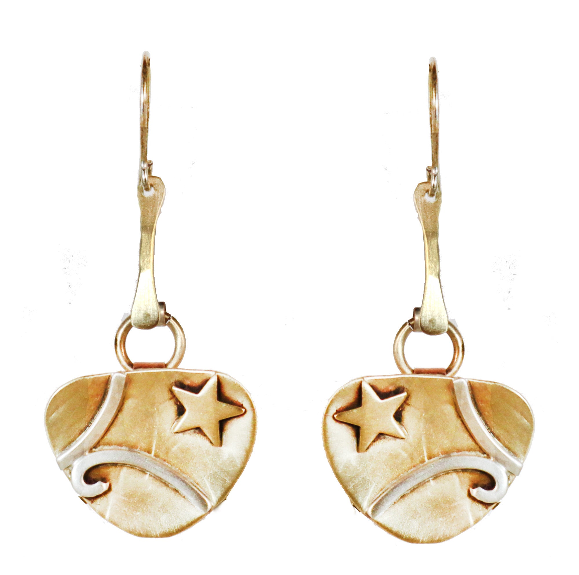 Minimalist  Abstract Landscape Brass and Sterling Silver Earrings
