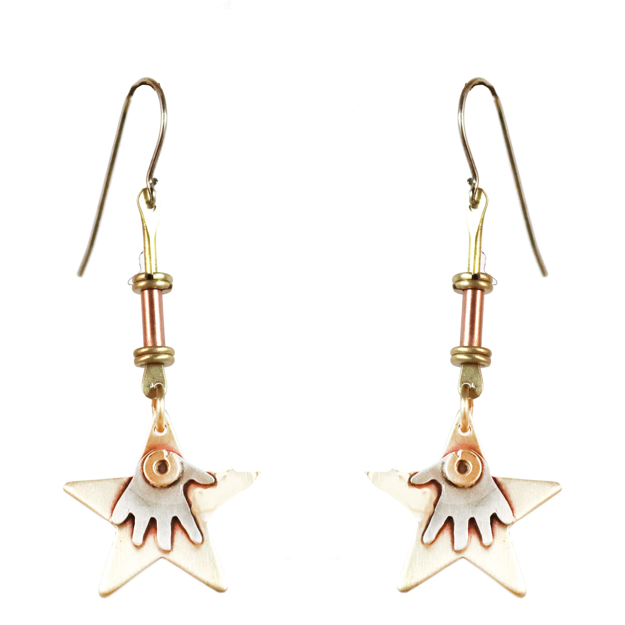 Dancing Stars Earrings with Nickel Silver and Brass