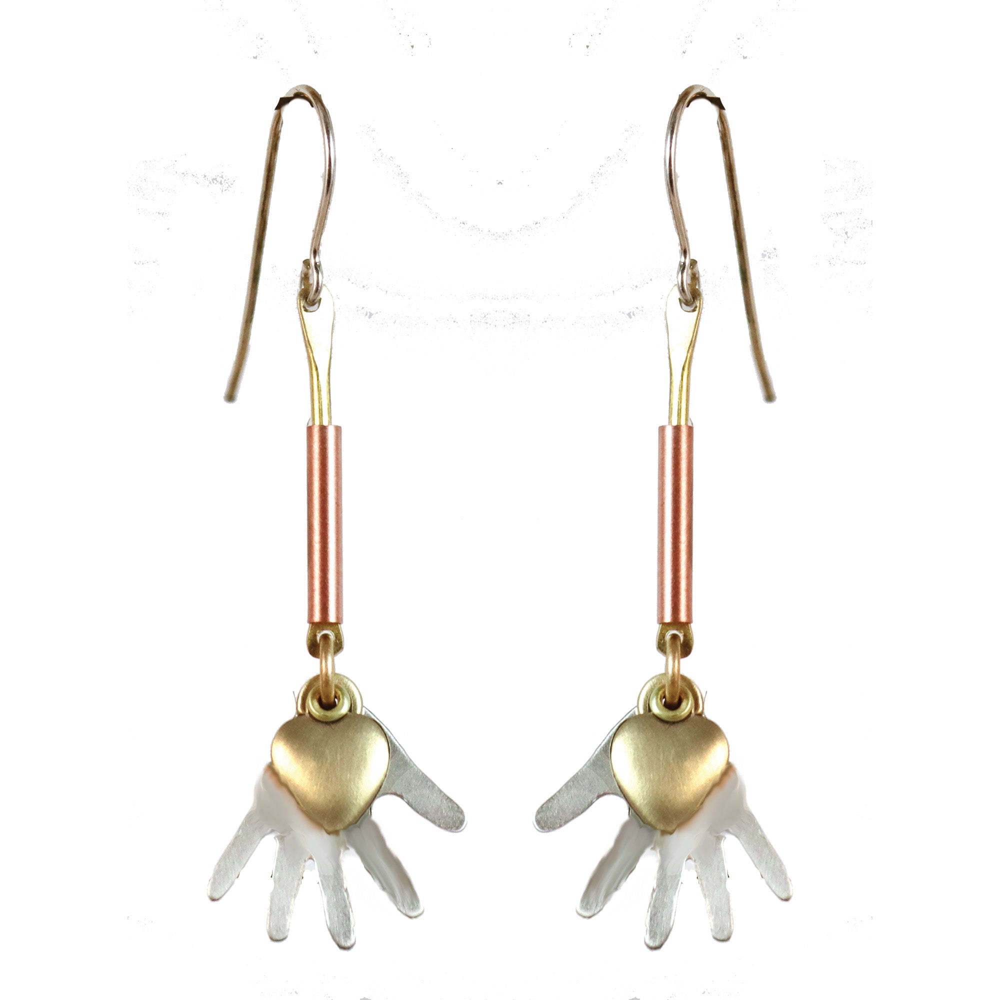 Loving Hands Earrings with Nickel Silver and Brass