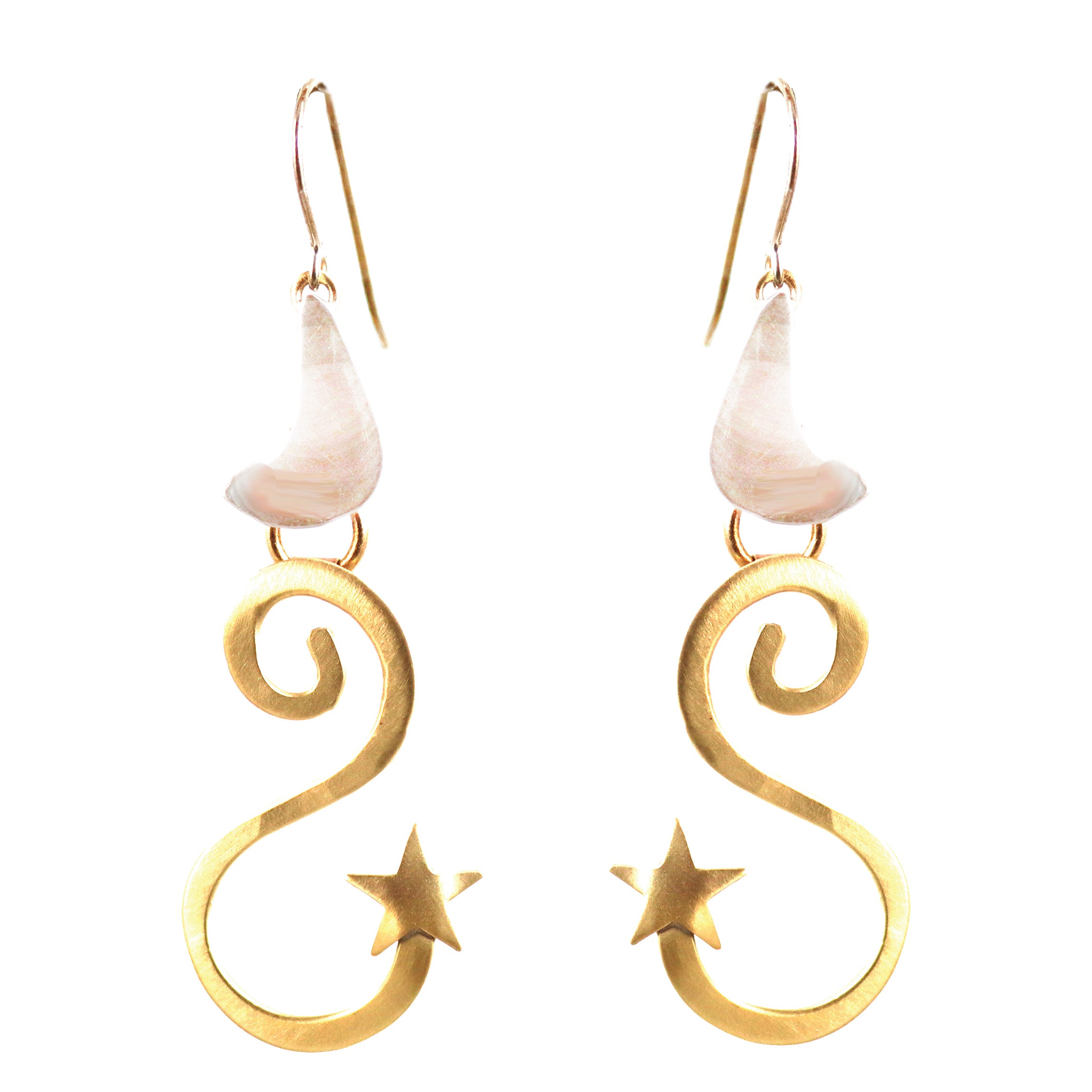 Swirls Earrings Nickel Silver and Brass with Star