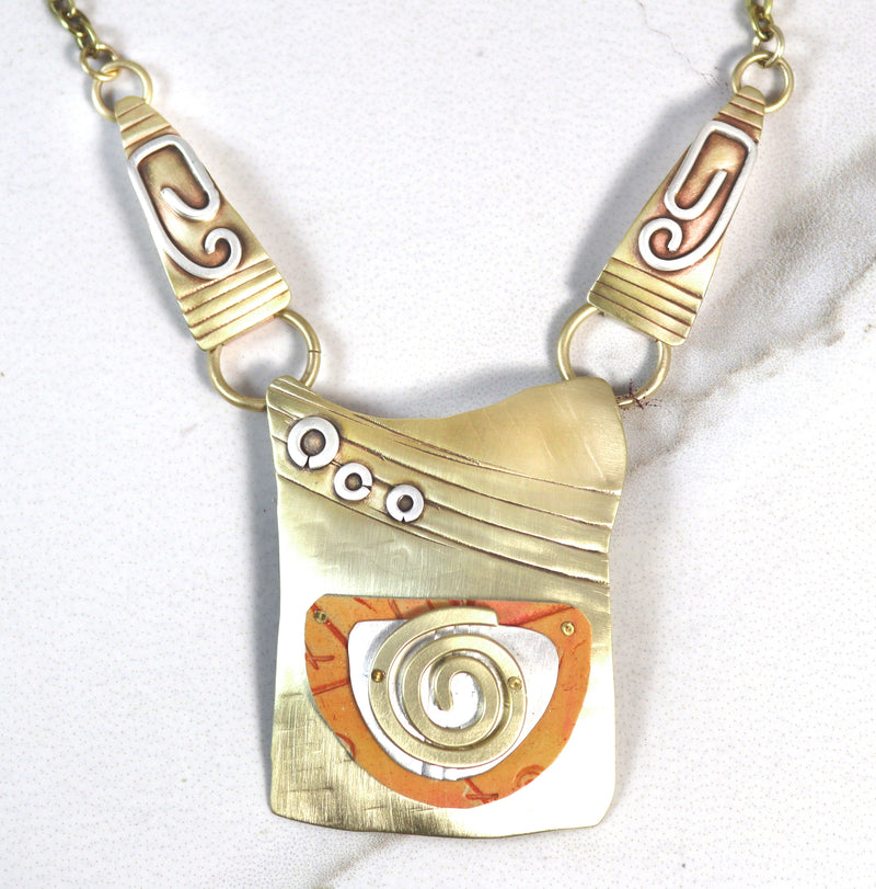 Splash of Delight Necklace Sterling Silver, Brass, & Polymer