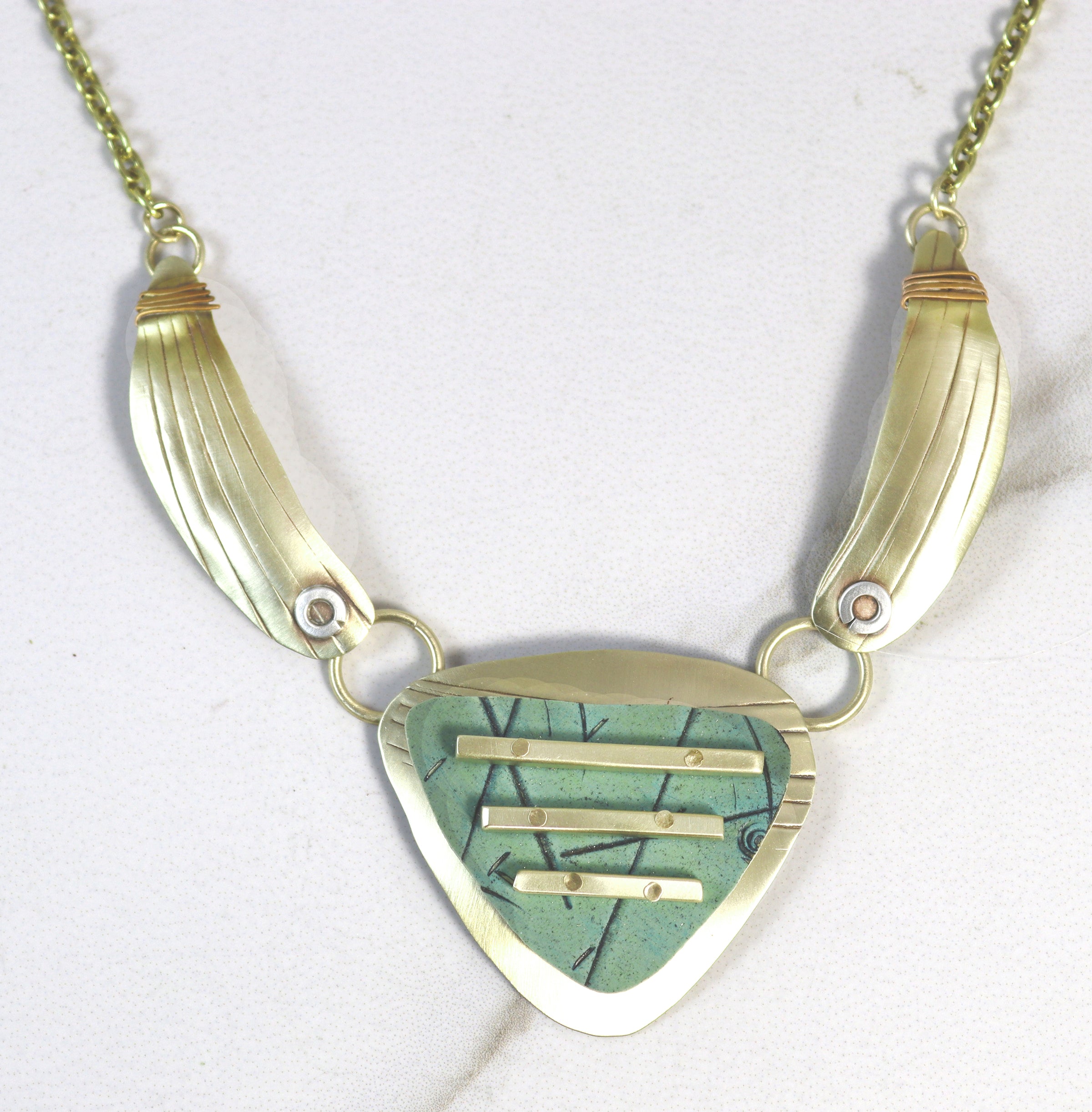 Splash of Delight  Brass and Silver Necklace