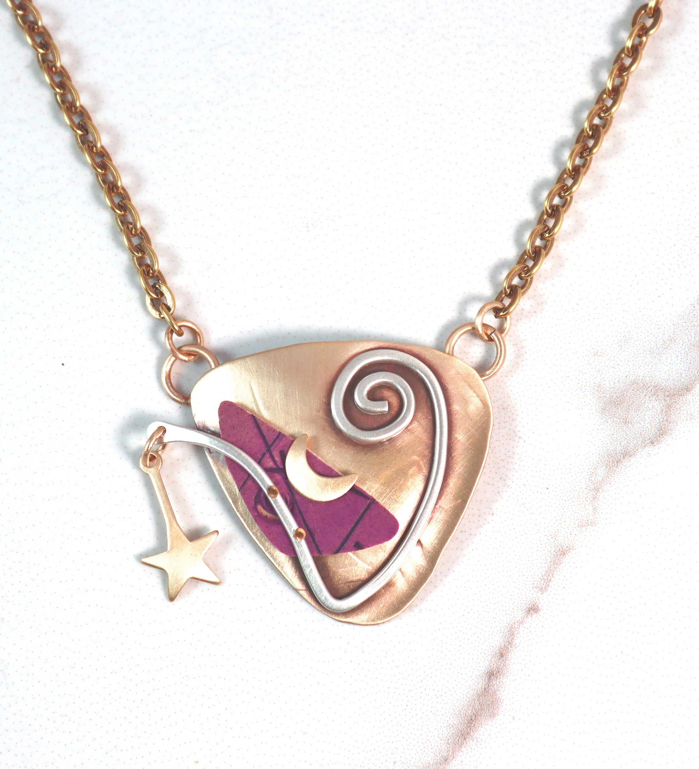 Splash of Delight  Brass and Silver Necklace