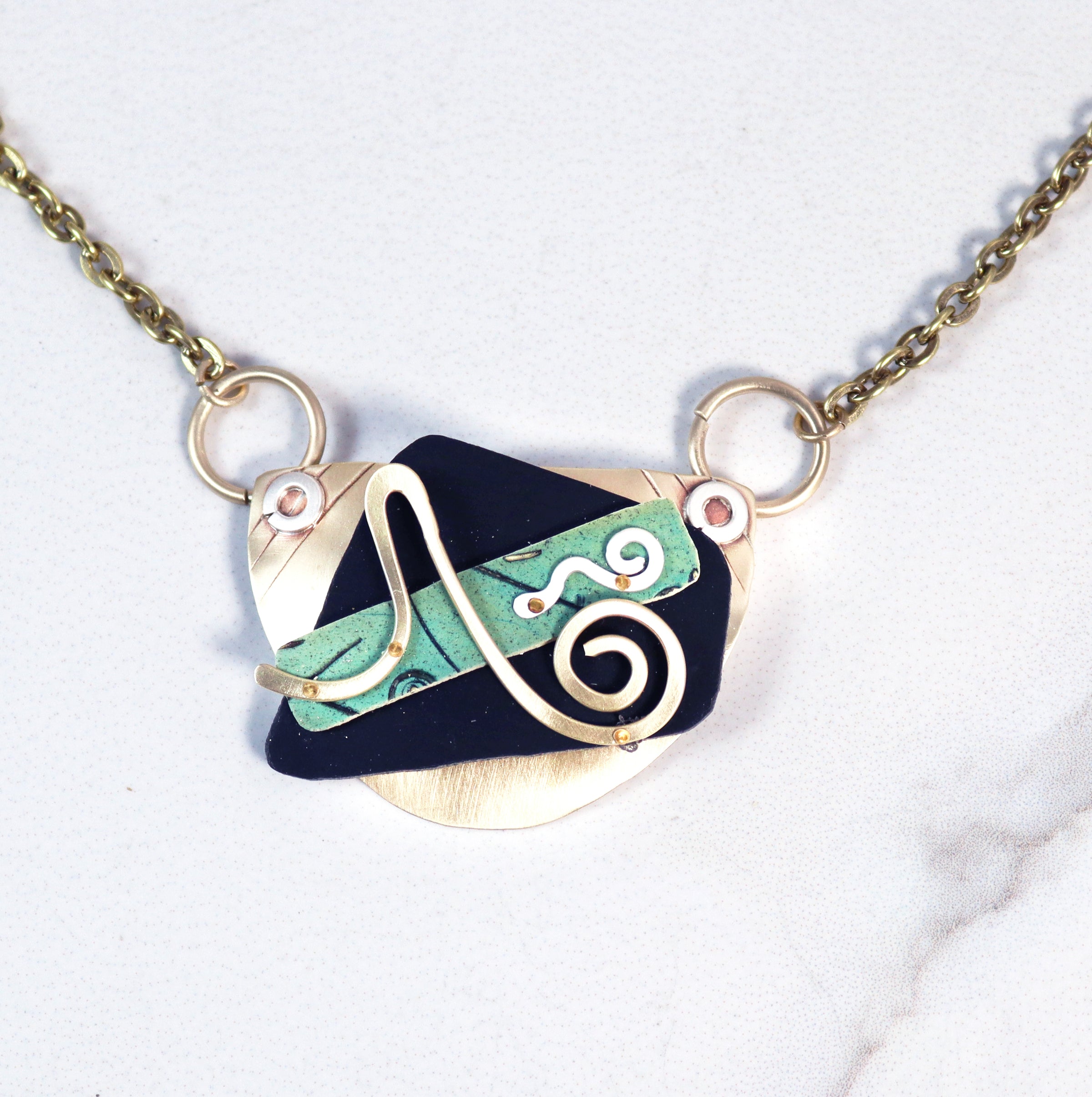 Splash of Delight Necklace Sterling Silver, Brass, & Polymer