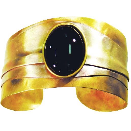 Onyx Bracelet with handmade brass and copper - Whitney Designs Ltd