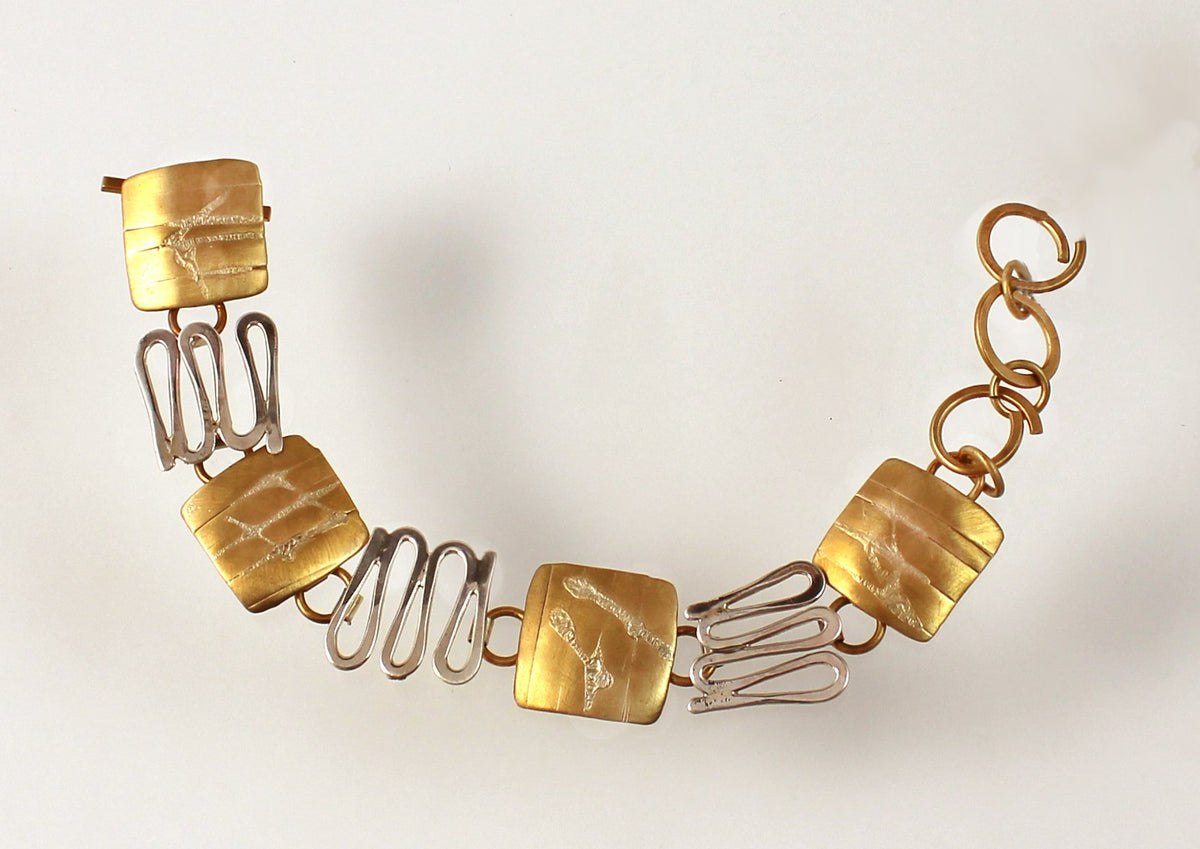 Zig Zag Sterling Links with Fused Brass Bracelet - Whitney Designs Ltd