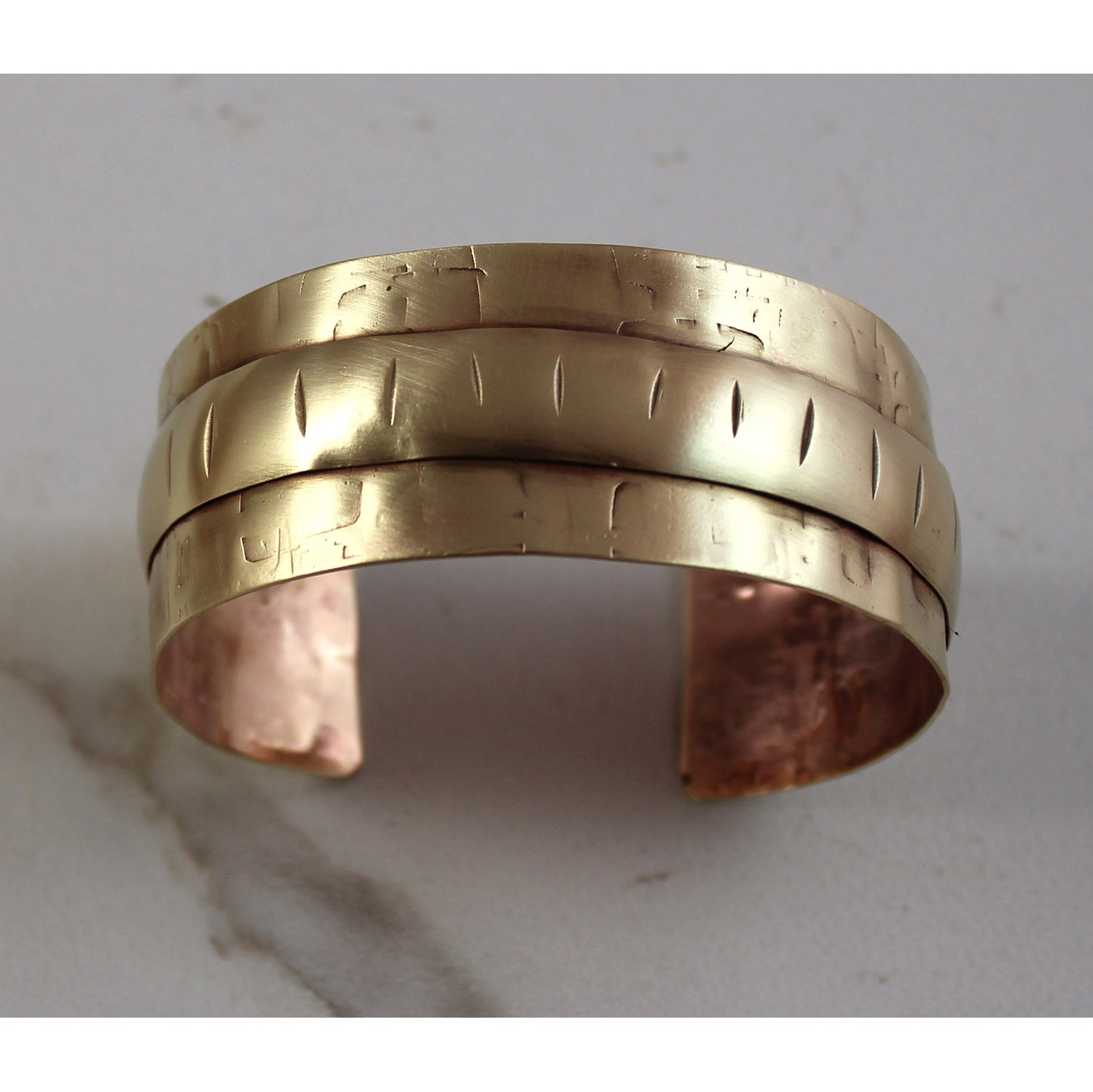 Contemporary Elegant Handmade Cuff Bracelet in Brass