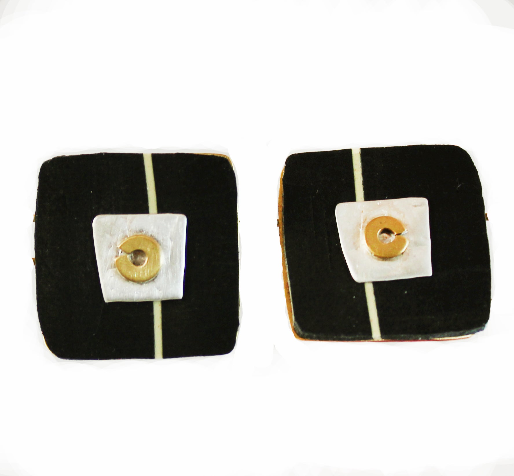 Elegant Posts Clay Polymer Dinner Out Earrings Sterling and Brass - Whitney Designs Ltd