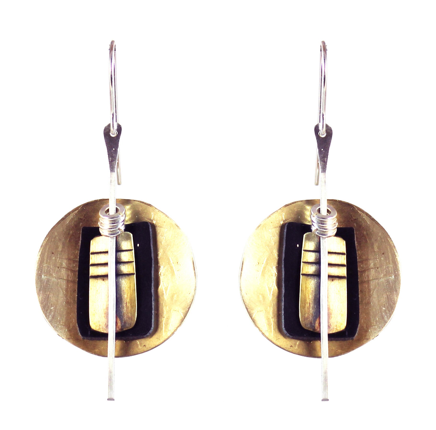 Round with Black Polymer Clay Tapestry Earrings - Whitney Designs Ltd