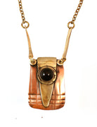 Between the Lines necklace. Brass and Copper. Onyx stone. - Whitney Designs Ltd