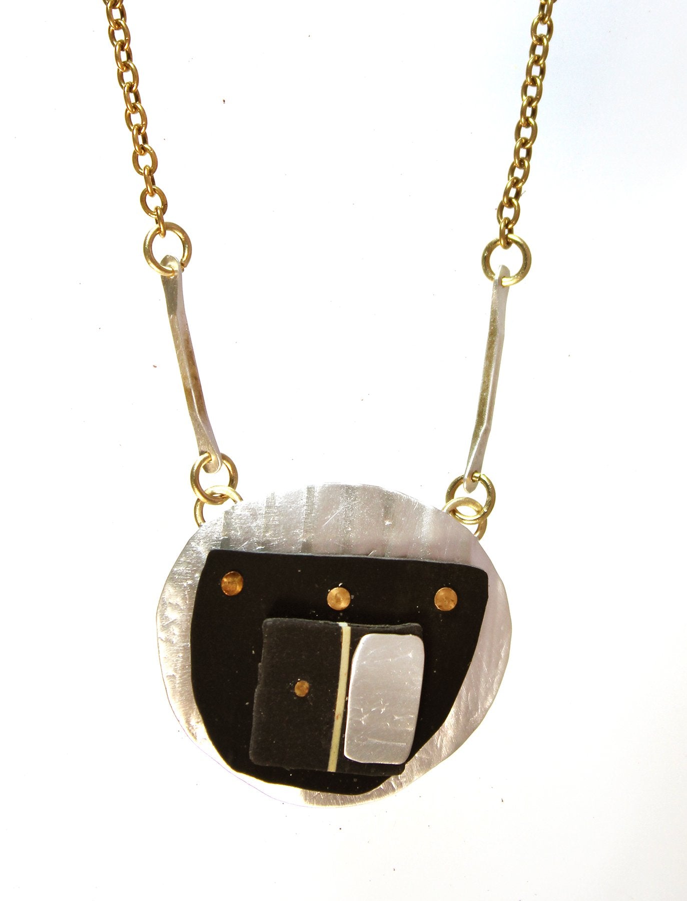 Round Table Dinner Out Necklace Sterling and Brass - Whitney Designs Ltd