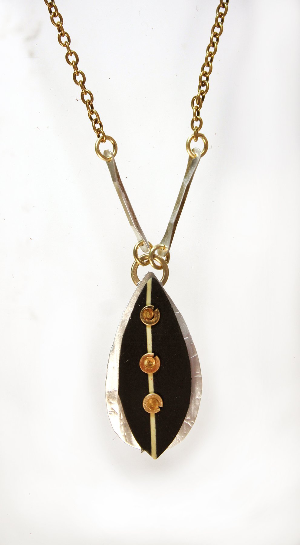 Turn a New Leaf Dinner Out Necklace. Brass and Sterling - Whitney Designs Ltd