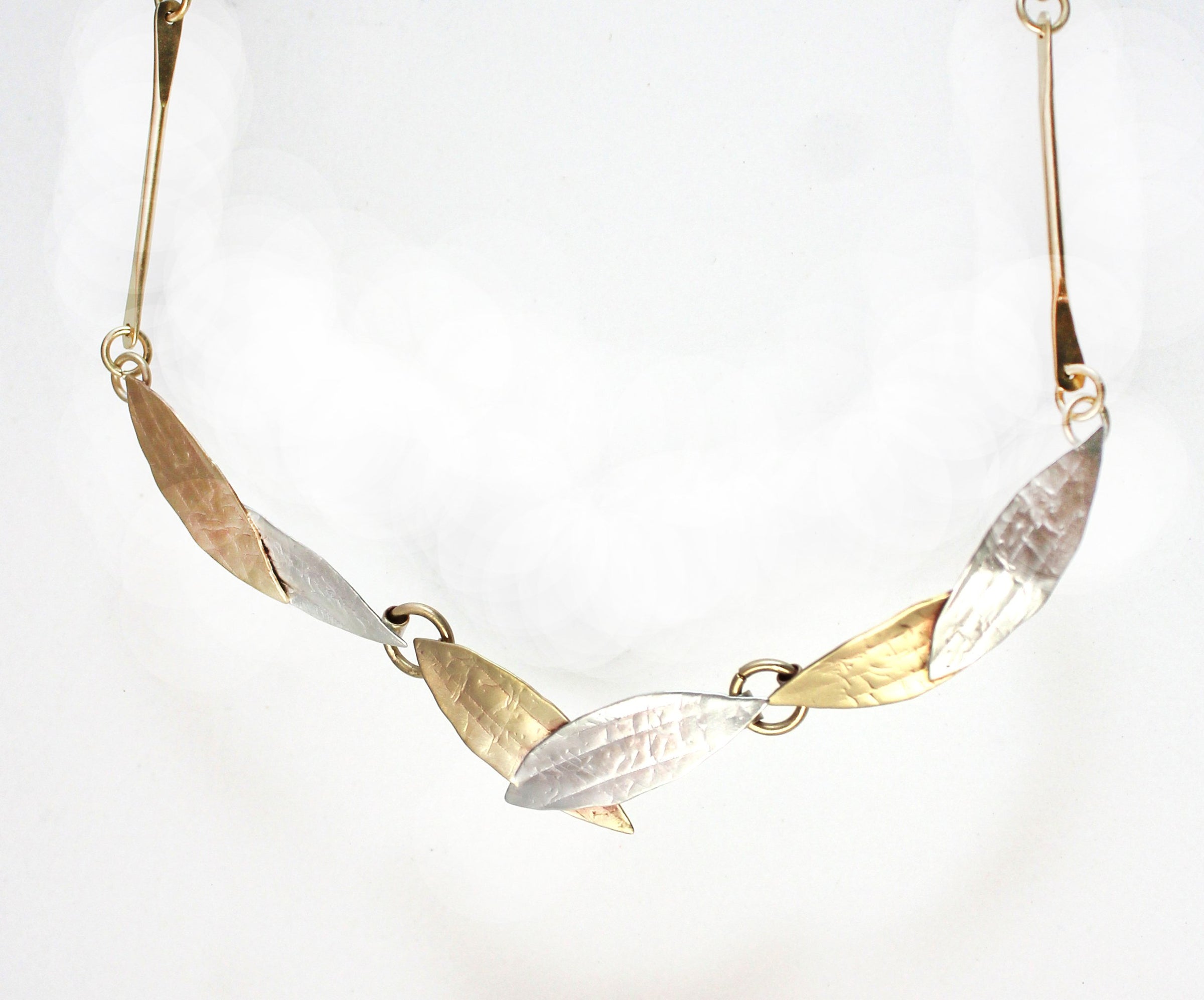 N3521 Elegant Links necklace. Sterling and Brass..20"