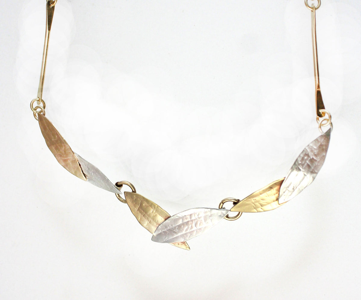 Elegant Links necklace. Sterling and Brass..20" - Whitney Designs Ltd